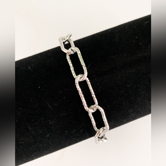 Textured Stainless Steel Paperclip Bracelet - Picture 3 of 6